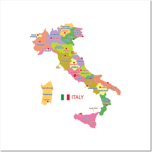 Administrative map of Italy Posters and Art